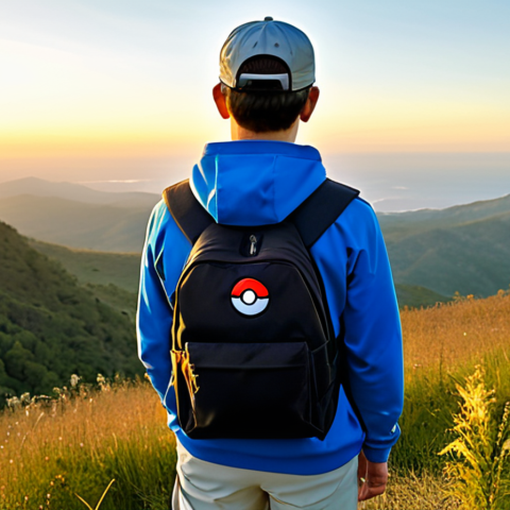 A professional adult trainer, fully clothed in modest outdoor adventure gear, stands beside their powerful Ace Pokemon in a serene, natural landscape at golden hour. The trainer gazes confidently at the distant horizon, a hand gently resting on the Pokemon's back, symbolizing their unbreakable bond and shared journey. The Pokemon, a majestic creature with natural body proportions, stands alert and loyal. Professional photography, high quality, safe for work, appropriate content, fully clothed, perfect anatomy, well-formed hands, proper finger count, natural pose, family-friendly.