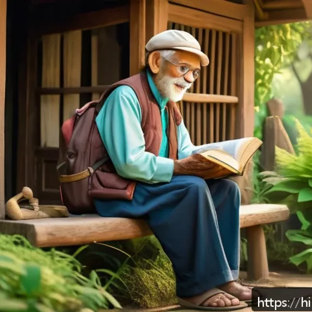 포켓몬스터 애니 속 여행 중 만난 NPC 캐릭터들 - A warm, rustic village scene featuring an elderly NPC storyteller sitting on a wooden bench outside ...